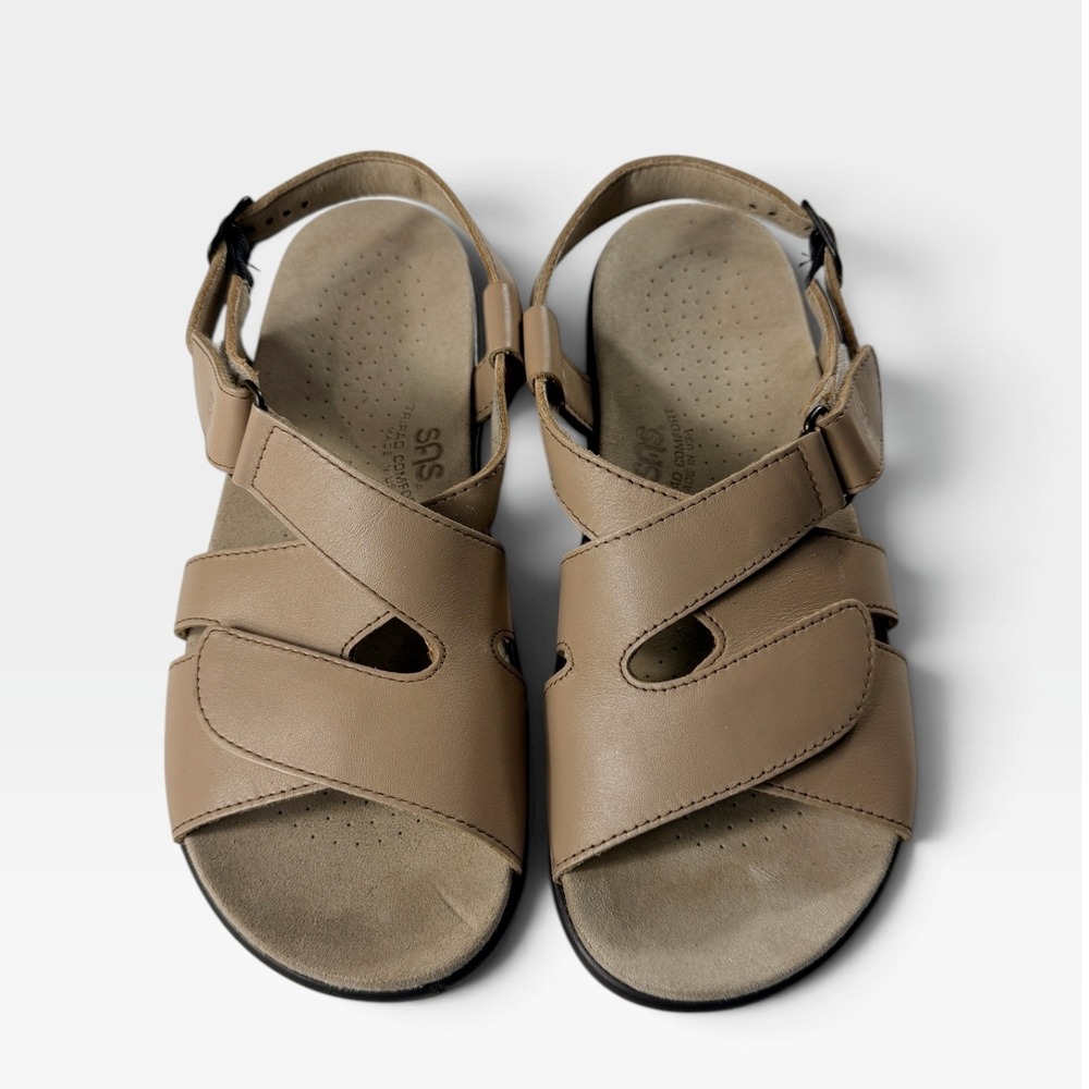 SAS Huggy Sandals Women 9.5 M Truffle Brown Leather Tripad Comfort Excellent